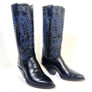 Paul Bond Tall Black Cowboy Boots - Mens Size 8.5D 3" Tall Heels Pointed X-Toe